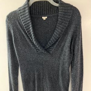 J. Crew Extra Small Gray Shawl Neck V-Neck Sweater